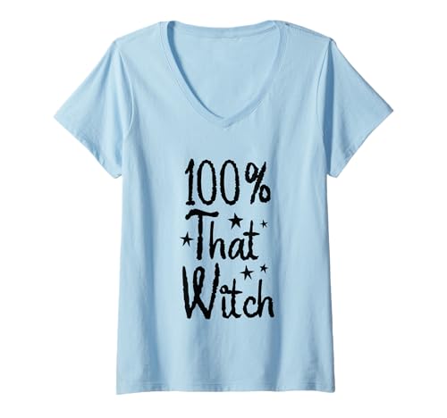 Damen 100 Prozent That Witch Halloween Magic T-Shirt mit V-Ausschnitt Damen 100 Prozent That Witch Halloween Magic T-Shirt mit V-Ausschnitt von Mystical Witchcraft Enchantment Vibes