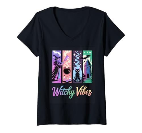 Damen Witchy Vibes Mystische Verzauberung T-Shirt mit V-Ausschnitt Damen Witchy Vibes Mystische Verzauberung T-Shirt mit V-Ausschnitt von Mystical Witchy Vibes Enchanted Magic