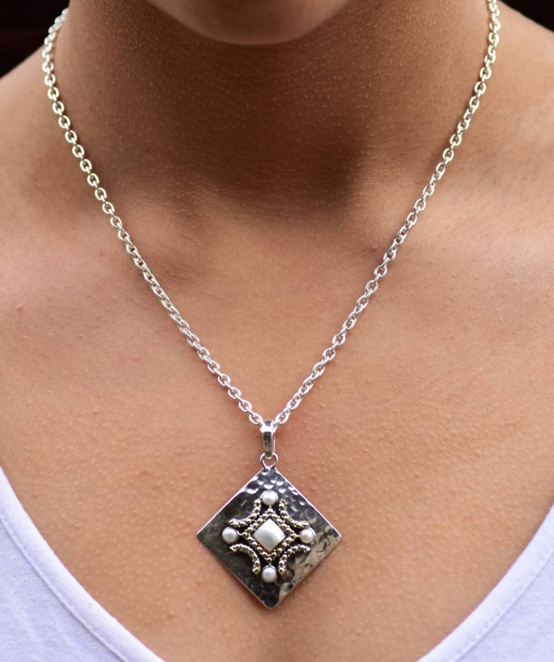 Perle Halskette Perlen Süßwasser Schmuck Silber Brautjungfer Geschenk Hochzeitshalskette Weiß Große Perlenkette von MystiqueBelle