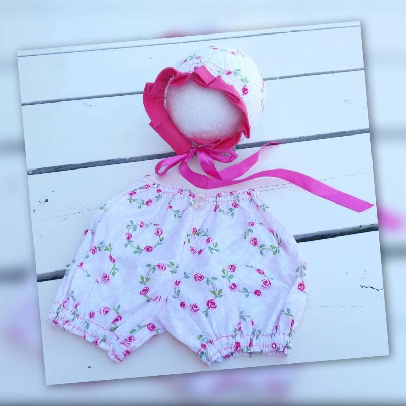 Bloomer-Set „Summerblossom" Für Neugeborene Oder Babysitter, Bestehend Aus Einer Hübschen Sommerhaube Und Bloomer von Mysunshinepearls
