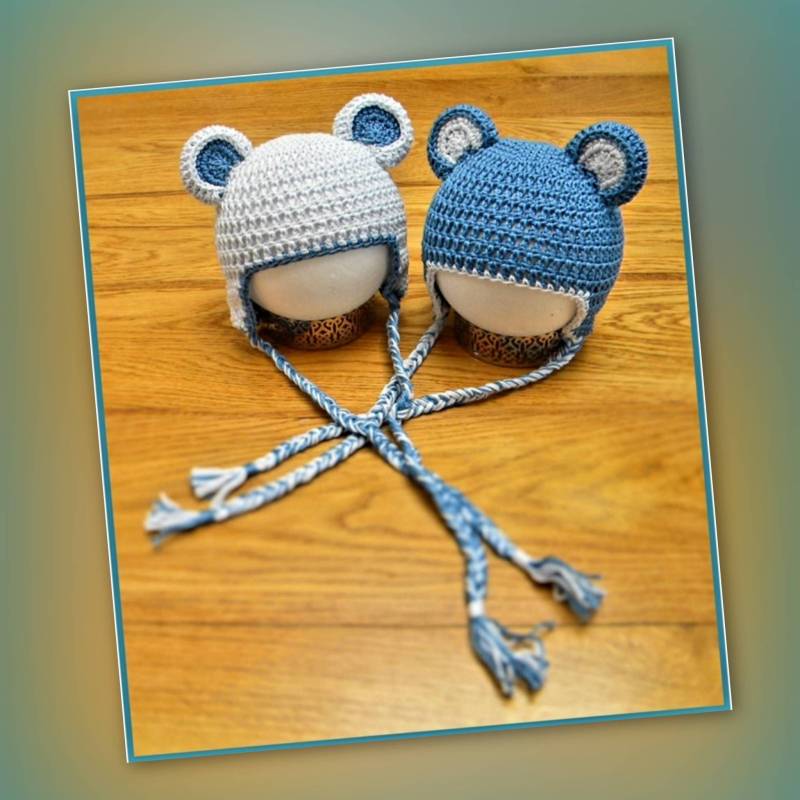 Gehäkelte Bärenhaube „Bram", Für Jungen, Mädchen Und Zwillinge von Mysunshinepearls