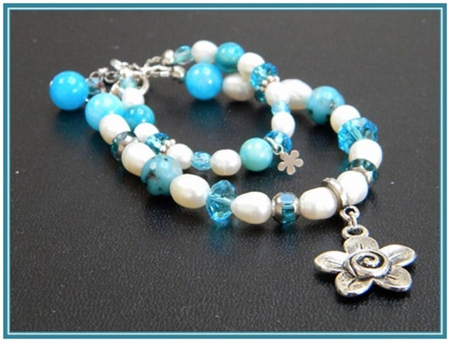Mama-Und-Ich-Armbänder „Blaue Blume" von Mysunshinepearls