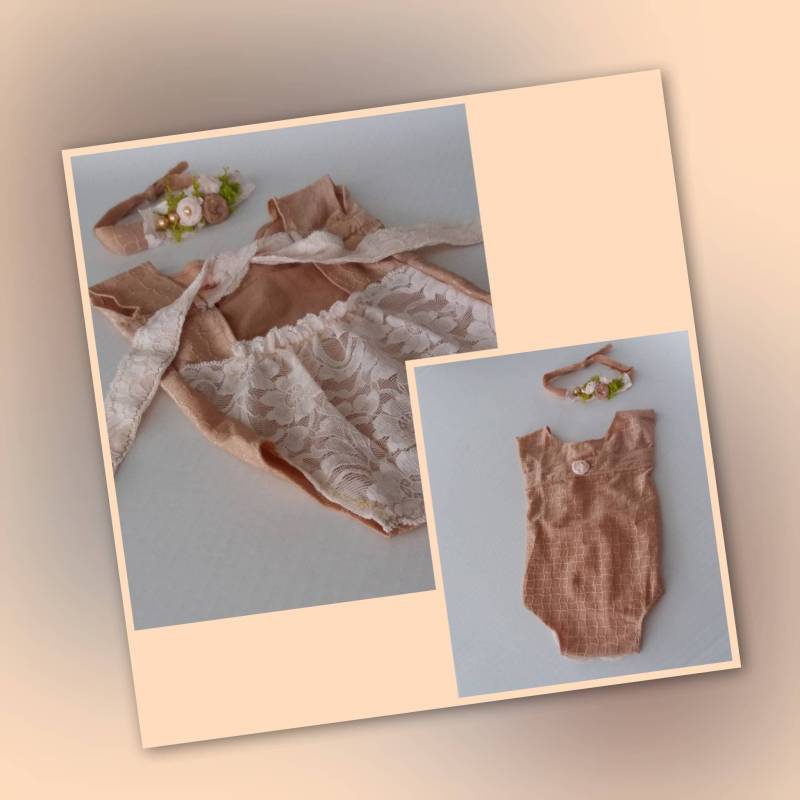 Wunderschönes Strampler-Set Für Neugeborene „Ma Belle", Ein Hübscher Strampler Aus Weichem Jerseystoff Mit Spitze Auf Der Rückseite Und Einem von Mysunshinepearls