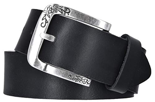 Mytem-Gear Damen Gürtel Leder Belt Ledergürtel Rindleder 40 mm Damengürtel kürzbar (105 cm, Schwarz) von Mytem-Gear