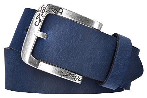 Mytem-Gear Damen Gürtel Leder Belt Ledergürtel Rindleder 40 mm Damengürtel kürzbar (110 cm, Blau) von Mytem-Gear