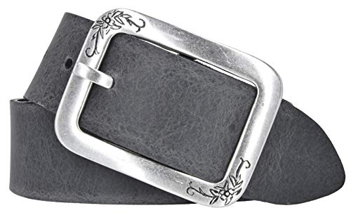 Mytem-Gear Damen Leder Gürtel Belt Ledergürtel Rindleder 40 mm Damengürtel kürzbar (100 cm, Grau) von Mytem-Gear