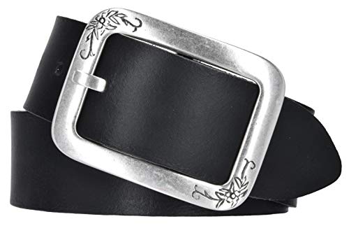 Mytem-Gear Damen Leder Gürtel Belt Ledergürtel Rindleder 40 mm Damengürtel kürzbar (100 cm, Schwarz) von Mytem-Gear