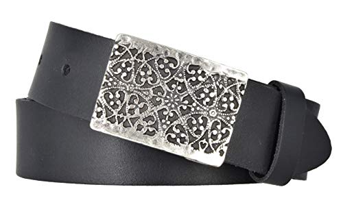 Mytem-Gear Damen Leder Gürtel Koppelschließe Belt Ledergürtel Rindleder 35 mm Damengürtel (100, Schwarz) von Mytem-Gear