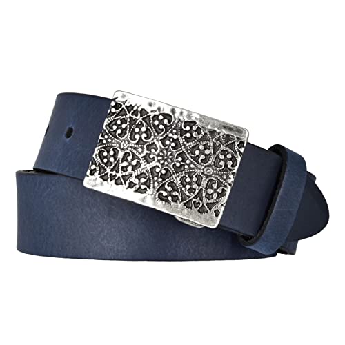 Mytem-Gear Damen Leder Gürtel Koppelschließe Belt Ledergürtel Rindleder 35 mm Damengürtel (105, Blau) von Mytem-Gear