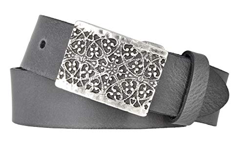 Mytem-Gear Damen Leder Gürtel Koppelschließe Belt Ledergürtel Rindleder 35 mm Damengürtel (105, Grau) von Mytem-Gear