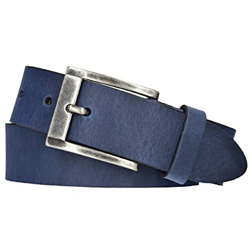 Mytem-Gear Gürtel Leder 35 mm Jeansgürtel Ledergürtel kürzbar (110, Blau) von Mytem-Gear