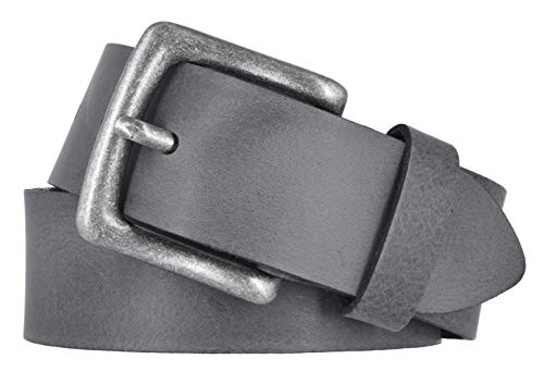 Mytem-Gear Leder Gürtel 4 cm Jeansgürtel Ledergürtel Herren und Damen kürzbar (100 cm, Grau (Ledergürtelschlaufe)) von Mytem-Gear