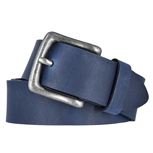 Mytem-Gear Leder Gürtel 4 cm Jeansgürtel Ledergürtel Herren und Damen kürzbar (110 cm, Blau (Ledergürtelschlaufe)) von Mytem-Gear