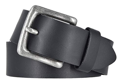Mytem-Gear Leder Gürtel 4 cm Jeansgürtel Ledergürtel Herren und Damen kürzbar (110 cm, Schwarz (Ledergürtelschlaufe)) von Mytem-Gear