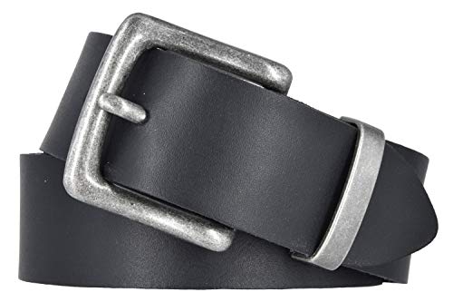 Mytem-Gear Leder Gürtel 4 cm Jeansgürtel Ledergürtel Herren und Damen kürzbar (110 cm, Schwarz (Metallschlaufe)) von Mytem-Gear