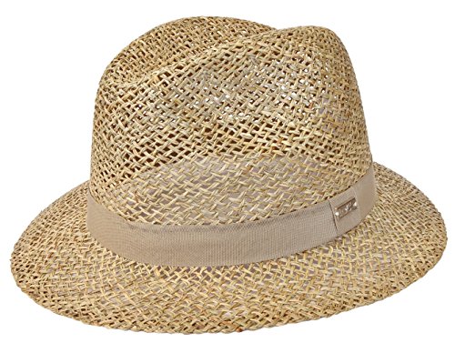 Mytem-Gear Stroh Fedora Hut Sonnenhut Strandhut Strohhut mit Stoffband (57 cm, khaki) von Mytem-Gear