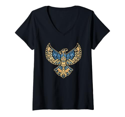 Damen Thunderbird Art Mythischer legendärer Vogel im Vintage-Stil T-Shirt mit V-Ausschnitt Damen Thunderbird Art Mythischer legendärer Vogel im Vintage-Stil T-Shirt mit V-Ausschnitt von Mythical Bird Legends