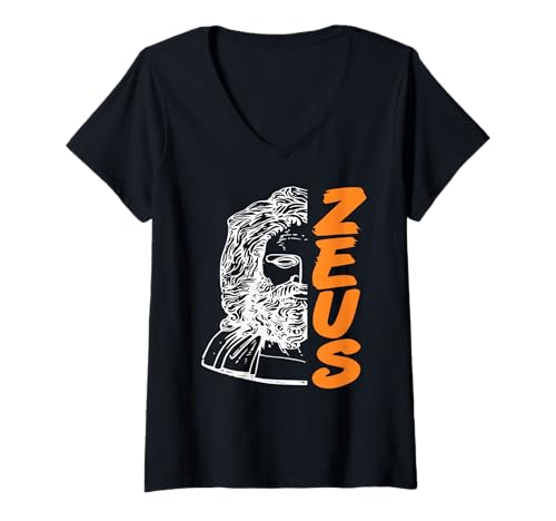 Damen Zeus Griechischer Gott Donner Blitz Kraft Macht T-Shirt mit V-Ausschnitt Damen Zeus Griechischer Gott Donner Blitz Kraft Macht T-Shirt mit V-Ausschnitt von Mythischer Herrscher Fan Himmelskönig