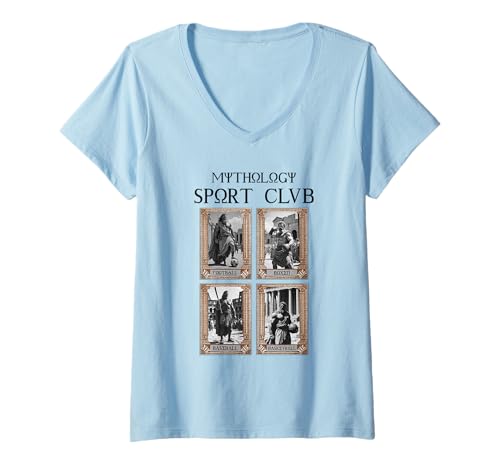 Damen Griechische Mythologie Antike Götter Sport Club Vintage T-Shirt mit V-Ausschnitt von Mythologie Sport Antiker griechischer Club