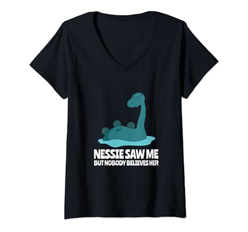 Damen Nessie Monster von Loch Ness Lustig Ungeheuer Schottland T-Shirt mit V-Ausschnitt Damen Nessie Monster von Loch Ness Lustig Ungeheuer Schottland T-Shirt mit V-Ausschnitt von Mythologie und Legenden Shop