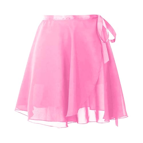 Ballettrock Wickelrock Tanz Rock Verstellbare Taille Krawatten Gymnastik Ballettrock, Chiffon Tanzrock für Mädchen und Damen (Rosa Größe：M) von Mythosurge