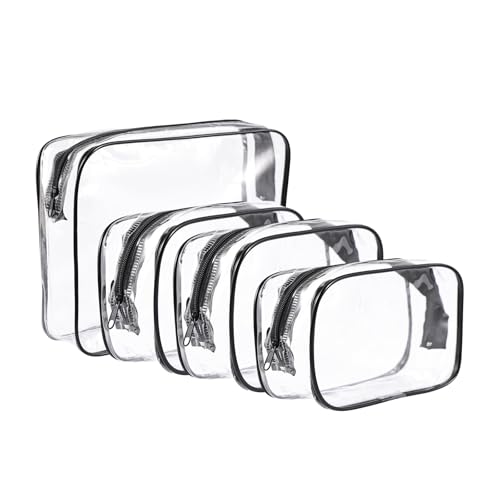 Kulturtasche Transparent,4 Stück Kosmetiktasche Durchsichtig, wasserdichte PVC-Reise-Waschtaschen, TSA-zugelassene Make-up-Taschen, für Männer, Frauen, Kinder, Familie von Mythosurge