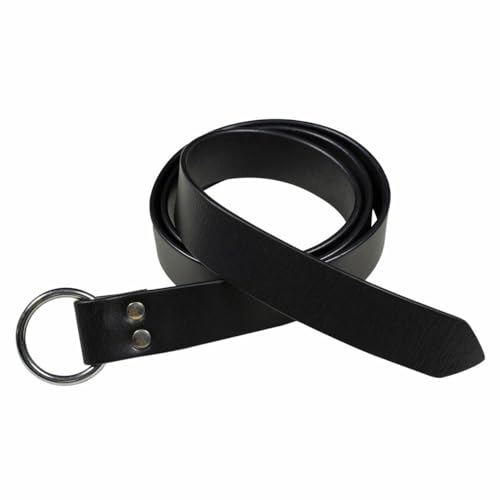 Mythrojan O-Ring Mittelalter Ledergürtel Ideal für LARP SCA Warrior Renaissance, Schwarz, 50" Long (Fits Waist 25 - 38") von Mythrojan