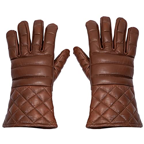 Mythrojan Swordsman Fechthandschuhe - Hema leicht gepolsterte Lederhandschuhe Mittelalter Renaissance, Braun, Large von Mythrojan