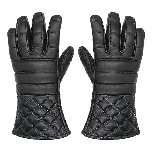Mythrojan Swordsman Fechthandschuhe - Hema leicht gepolsterte Lederhandschuhe Mittelalter Renaissance, Schwarz, Large von Mythrojan