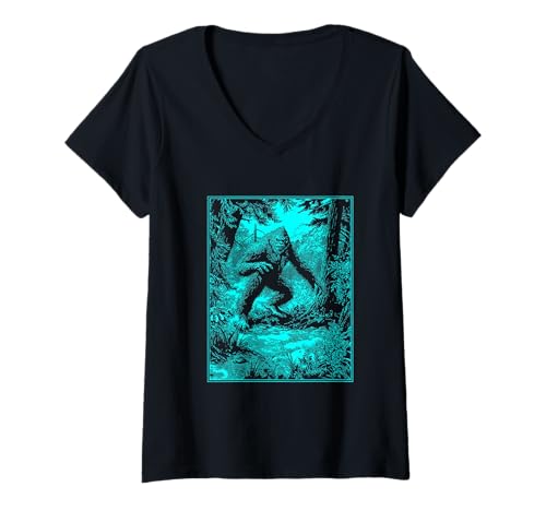 Damen Big Foot Cryptozoology — Geheimnis — Mythos T-Shirt mit V-Ausschnitt Damen Big Foot Cryptozoology — Geheimnis — Mythos T-Shirt mit V-Ausschnitt von MythsTees