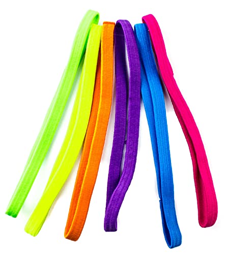 Mytoptrendz® 6 Stück elastisches Stirnband für Teenager, Mädchen, Damen, Sport-Stirnbänder, elastisch (leuchtende Regenbogenfarbe) von Mytoptrendz