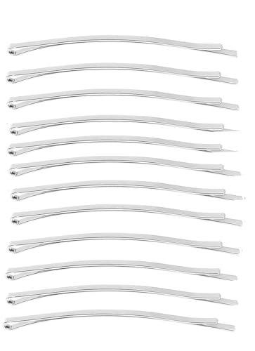 Mytoptrendz® Haarklammern, extra lang, klassisch, breit, stark, Jumbo-Metall-Haarspangen, breit, flach, kurvenförmig, Haarnadeln für Damen, dick, lang, Hochsteckfrisur, Silber, 8 cm, 12 Stück von Mytoptrendz