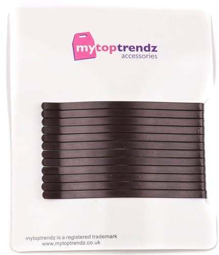 Mytoptrendz® Jumbo-Haarnadeln, extra lang, gebogen, Metall, für Damen und Mädchen, lang, dick, kurz, Braun, 80 mm, 12 Stück von Mytoptrendz