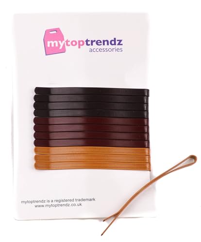 Mytoptrendz® Klassische Haarnadeln, einfarbig, breit, gebogen, flach, Jumbo-Haarspangen, Haarnadeln für Damen und Mädchen, dickes Haar (verschiedene braune Mischung, 60 mm), MT von Mytoptrendz
