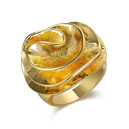 Mytys 18k Vergoldet Blumenring Ringe für Damen-Daumenring Gold Ring-Vintage Breit Freundschaftsringe Mit Silber, Rosegold, Gold von Mytys