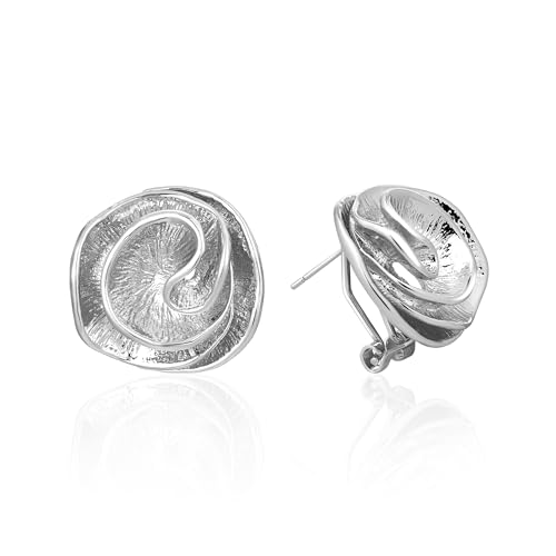 Mytys Zweifarbige Chunky Ohrringe für Damen-Rosen Half Hoop Statement Designer Ohrstecker in Silber, Gold & Rosegold von Mytys