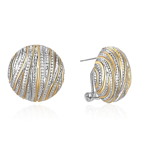 Mytys Zweifarbige Chunky Ohrringe für Damen-Rosen Half Hoop Statement Designer Ohrstecker in Silber, Gold & Rosegold von Mytys