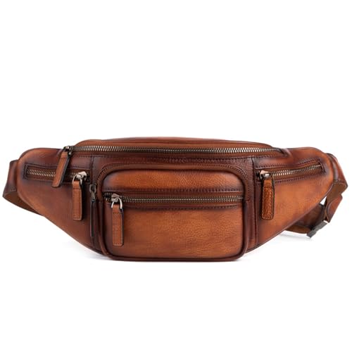 Myunxui Gürteltasche aus echtem Leder, für Damen und Herren, Hüfttasche, #20Brown, 35x11x13cm/13.77x4.33x5.12inches(L*W*H), Vintage von Myunxui