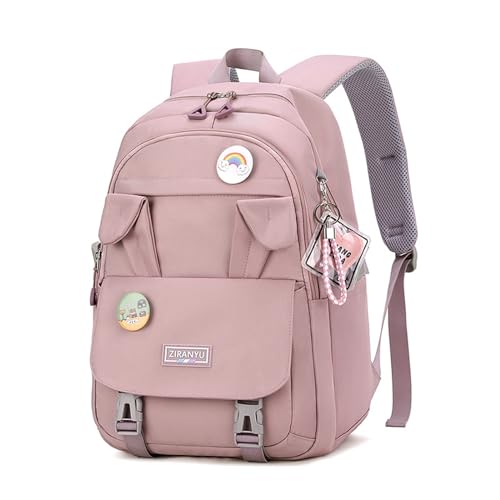 Myyunhx Rucksack für Mädchen Mit Großer Kapazität - Kaninchenohren Girls Kawaii Schultasche für Primäre und Mittelschule - Süßer Kinder-Rucksack Mit Cartoonnadel (Lila) von Myyunhx