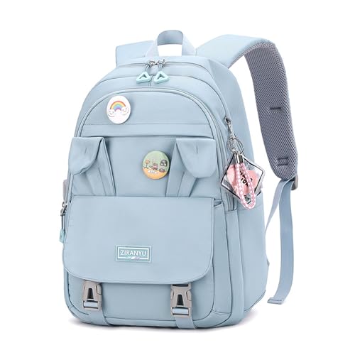 Myyunhx Rucksack für Mädchen Rucksack mit Großer Kapazität Kaninchenohren Girls Rucksack Kawaii Schultasche für Mädchen Süßer Primärer Mittelschule Rucksack Für Kinder mit Cartoonnadel (Blau) von Myyunhx