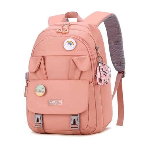 Myyunhx Rucksack für Mädchen Mit Großer Kapazität - Kaninchenohren Girls Kawaii Schultasche für Primäre und Mittelschule - Süßer Kinder-Rucksack Mit Cartoonnadel (Rosa) von Myyunhx