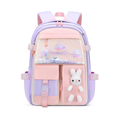 Myyunhx Rucksack für Mädchen Treibsand Kühlschranktür Mädchen Rucksack Kawaii Rucksack Kinder Süße Schultasche Für Schulkinder Rucksack Für Jugendliche Mädchen Schulranzen (Lila) von Myyunhx