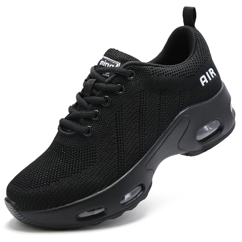 Myztra Turnschuhe für Damen mit Luftpolster Fußgewölbeunterstützung Laufschuhe, Schwarz, 39 EU von Myztra