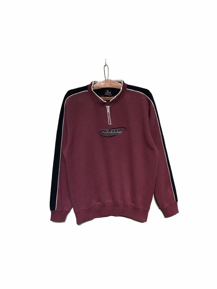 Dunlop Motorsport Half Zip Big Logo Stickerei Sweatshirt Mit Rundhalsausschnitt/Racing Größe Medium von MzClothingShop
