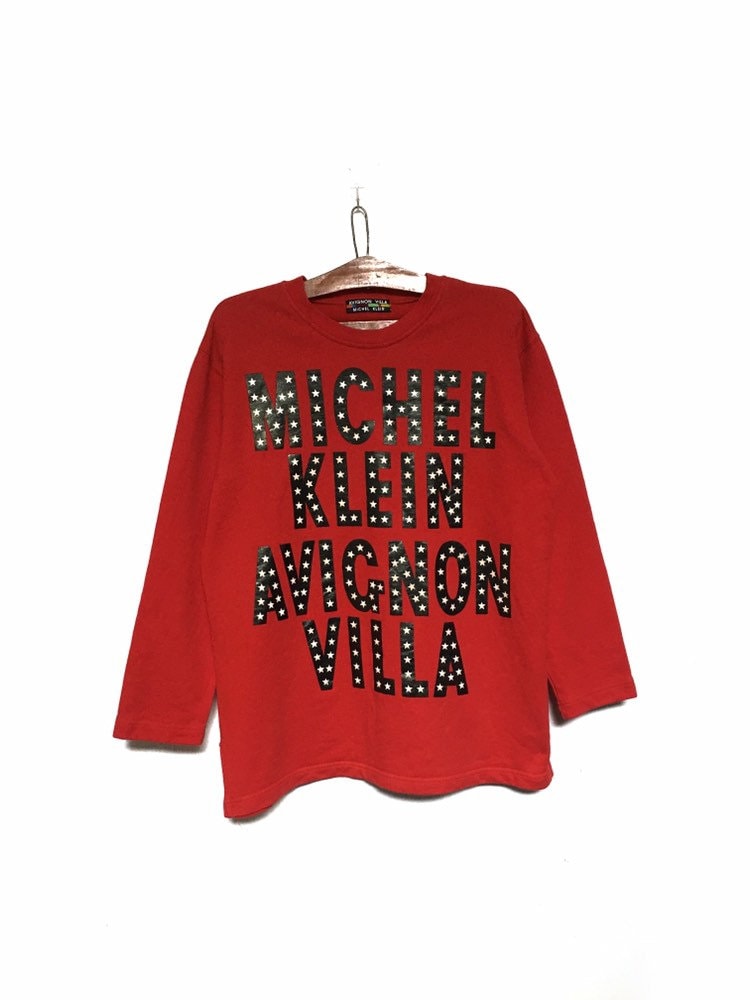 Rare Design Michel Klein Avignon Villa Big Spell Out Logo Rundhalsausschnitt Sweatshirt Langarm/Grösse Medium von MzClothingShop
