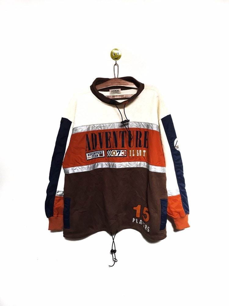 Selten Adventure Team Players Big Logo Spellout Pullover Rundhals-Sweatshirt Hoodies Jacke/streetwear Sportbekleidung Größe L von MzClothingShop