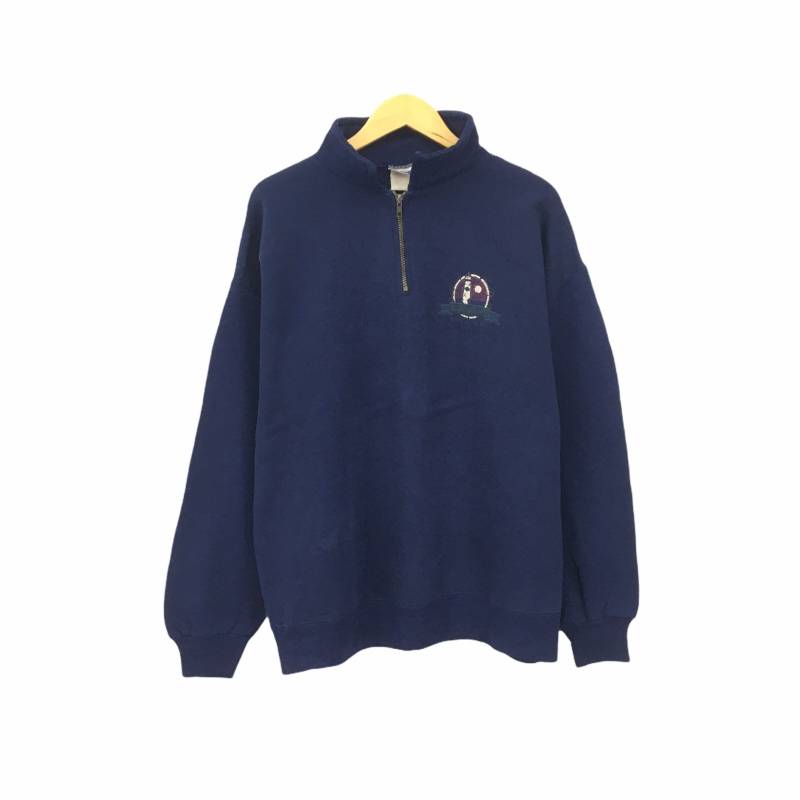 Selten Bampton Beach Surfing Kleines Logo Spellout Half-Zip Jerzees Vintage Rundhals-Sweatshirt Pullover Style Fashion/Größe Xl von MzClothingShop