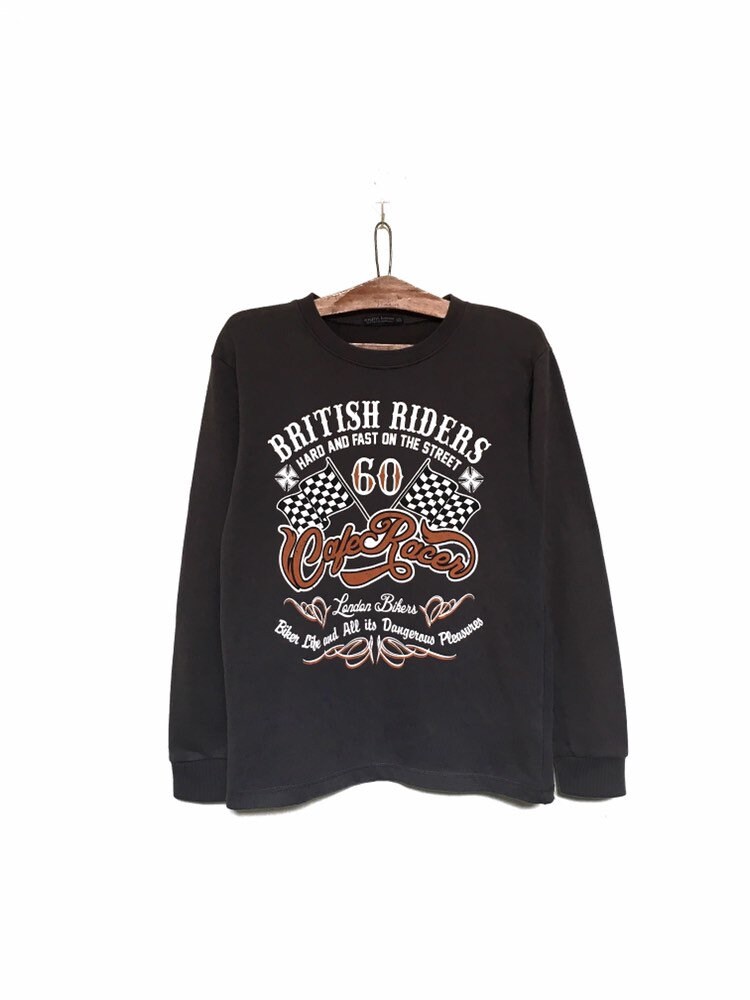 Selten British Bikers Cafe Racer London Big Logo Rundhals-Sweatshirt, Langärmelig/Motorrad Größe Medium von MzClothingShop
