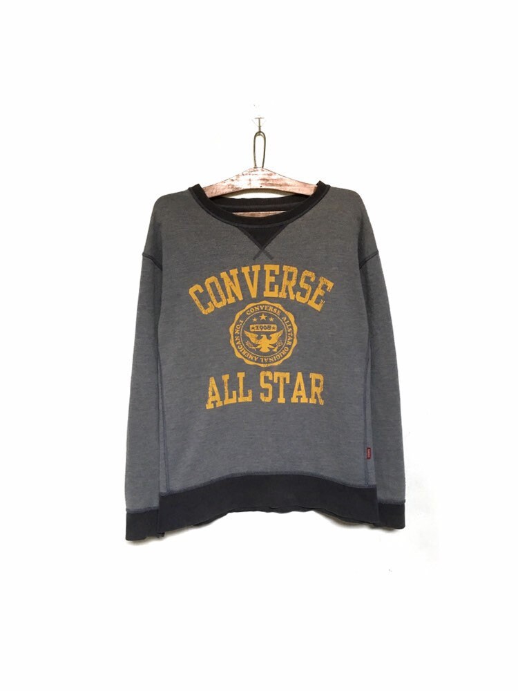 Selten Conversal All Star Usa Big Print Logo Spellout Reversible Crewneck Sweatshirt Pullover/Größe Large von MzClothingShop