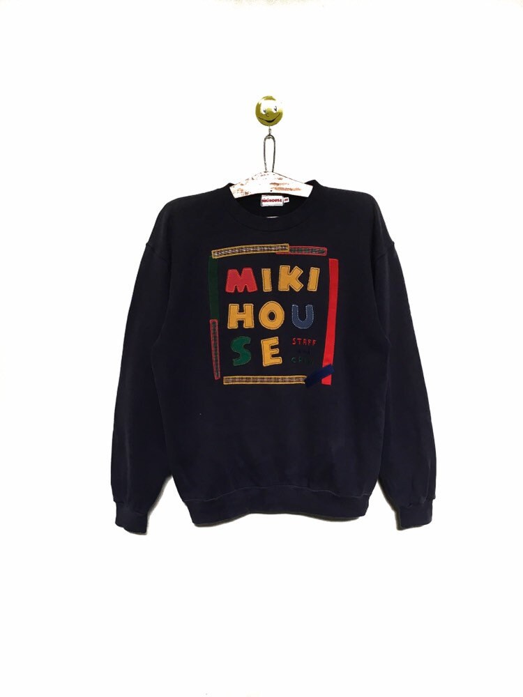 Selten Miki House Rare Big Logo Stickerei Mehrfarbiger Rundhalsausschnitt Sweatshirt Pullover/Größe Medium von MzClothingShop